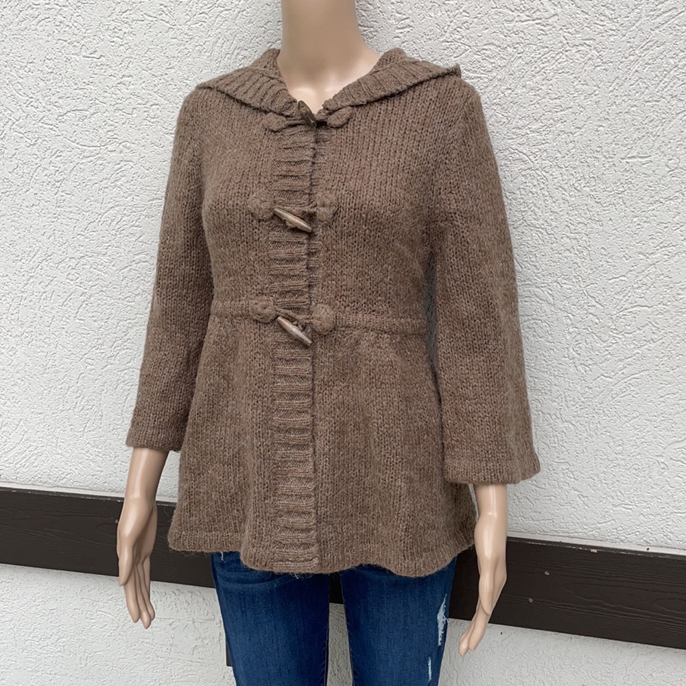 Kenji cardigan sweater with hood tan